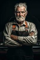 AI generated A Tough Old Man in Overalls photo