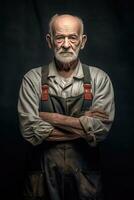 AI generated The Old Man With Wrinkles and A Big Belly Button - Portrait photo