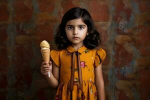 AI generated Little Girl with Ice Cream Cone photo