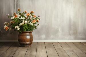 AI generated Empty wood background with vase for product display Ai generated photo