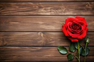 AI generated Empty wood background with flower for product display Ai generated photo