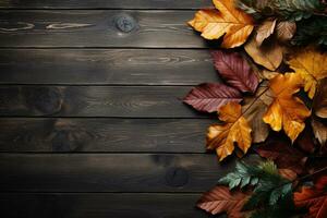 AI generated Empty wood background with leaf for product display Ai generated photo