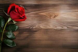 AI generated Empty wood background with flower for product display Ai generated photo