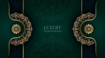 luxury green background, with gold mandala vector