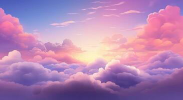 AI generated tuxedo pink sunrise scene above the skies with clouds background photo