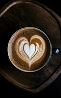 AI generated this image is a black and white background with a heart and latte photo