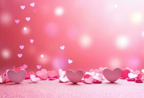 AI generated there are many pink hearts scattered on a pink background photo