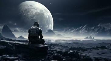 AI generated space themed wallpapers wallpapers collection of astronaut looking at the moon photo