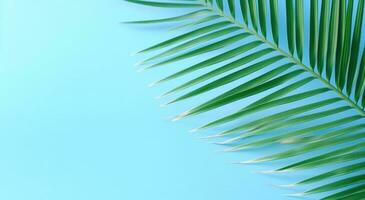 AI generated palm leaf against the blue wall photo