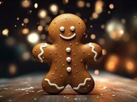 AI generated gingerbread person isolated by background photo