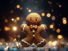 AI generated gingerbread person isolated by background photo