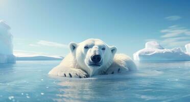 AI generated close up polar bear resting on ice floes photo