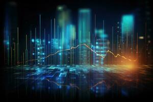 AI generated Financial stock market graph on technology abstract background Ai generated photo