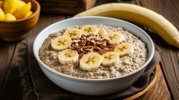 AI generated Buckwheat porridge with banana photo