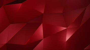 Futuristic red low poly surface background with the gentle motion of shiny polygonal triangle shapes and glowing red neon light. Full HD and looping abstract technology motion background animation. video