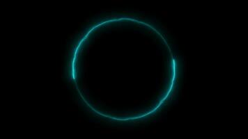 Circle shape frame, blue colour glowing neon lights loop animation on black screen video