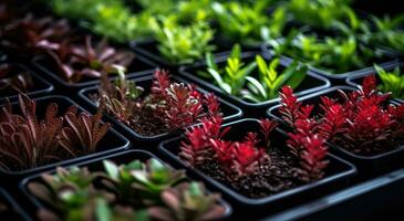 AI generated a tray contains a variety of plants photo