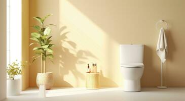 AI generated a toilet in modern bathroom with a plant and a white sink photo