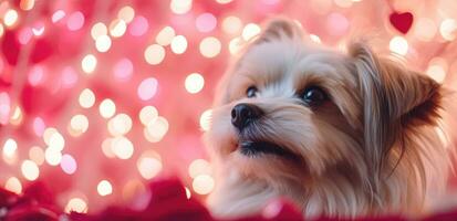 ai generado un gato y perro son besos en Navidad foto