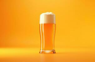 AI generated a glass of beer on an orange background photo