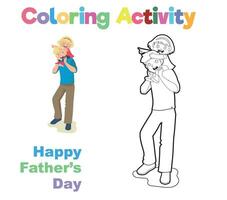 Happy Father Day colouring sheet. Fathers day coloring pages. Easy and simple colouring page for kids vector