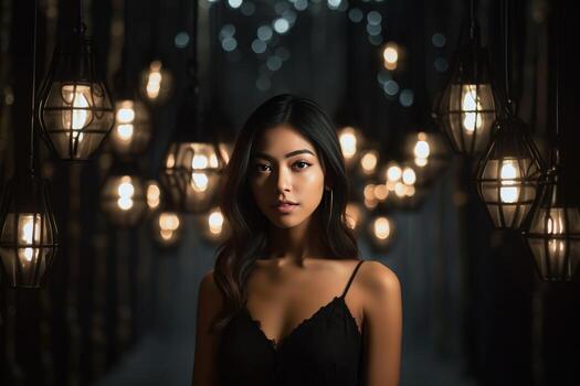 AI generated The Dark Room with a Glowing Ceiling photo