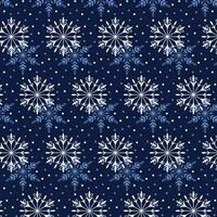 Falling snowflakes on a blue background. Winter snowfall background. Winter design for prints. Pattern in the sample panel. vector