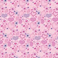 Background with drawn Doodle hearts in pink tones. Pattern on the swatch panel. vector