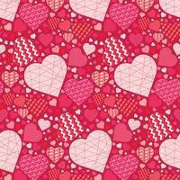 Background with hearts in patchwork style in pink tones. Design for Valentine's Day. Pattern on the swatch panel. vector