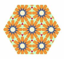 Colorful hexagonal Islamic pattern. Arabic design element. vector