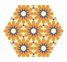 Colorful hexagonal Islamic pattern. Arabic design element. vector