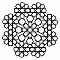 Geometric islamic pattern. Black outline texture on white background. Arabic design element. vector