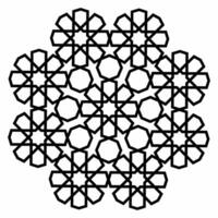 Geometric islamic pattern. Black outline texture on white background. Arabic design element. vector