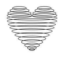 Artistic heart shape with hand drawing spiral outline. Complicated heart illustration. vector