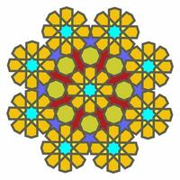 Colorful islamic pattern on white background. Geometric arabic design element. vector