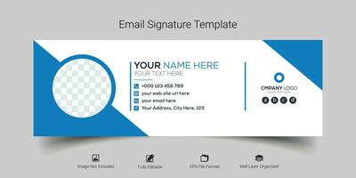 Blue color email signature template vector