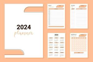 Planner calendar 2024. Peach fuzz color vector illustration