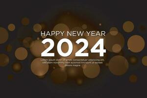 Happy new year background design. With white 2024 numbers on beautiful bokeh background vector