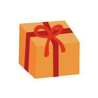 Present box with ribbon. Vector gift box illustration.