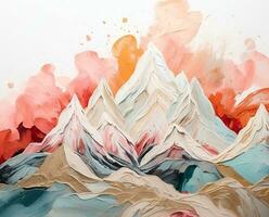 AI generated abstract watercolor mountain background, AI generated. photo