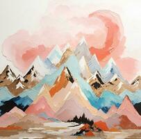 AI generated abstract watercolor mountain background, AI generated. photo