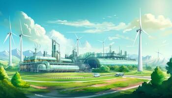 AI generated Green Hydrogen renewable energy production photo