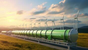 AI generated Green Hydrogen renewable energy production photo