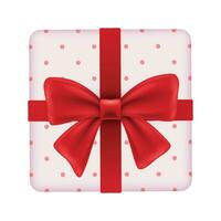 Vector red bow on polka dot gift box illustration