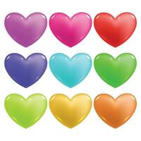 Vector set of 3d hearts in different colors. decorative elements for holiday backgrounds