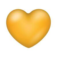 Vector yellow heart love shape isolated on white background