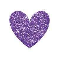 Vector pile of glitter in purple color with heart shape