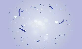 Vector luxury background with blue confetti and hearts design