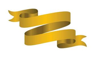 Vector gold glossy ribbon banner on white
