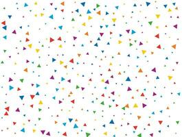 Wedding Triangular Confetti. Light Rainbow glitter confetti background. Colored festive texture vector